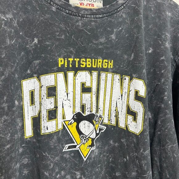 Pittsburgh Penguins Calhoun Acid Washed NHL T-Shirt Womens XL Long Sleeve Crew - Picture 4 of 6
